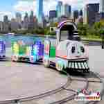 Детский рельсовый поезд «Панда-топ-топ», 7 кабинок, 14 мест