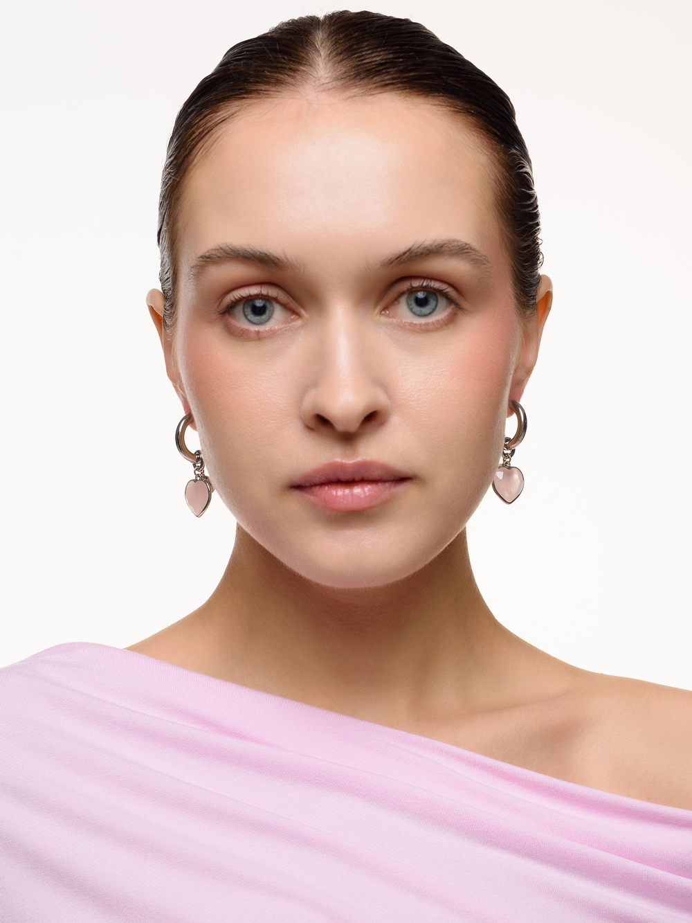 Серьги "Lovely" с розовым кварцем Silver