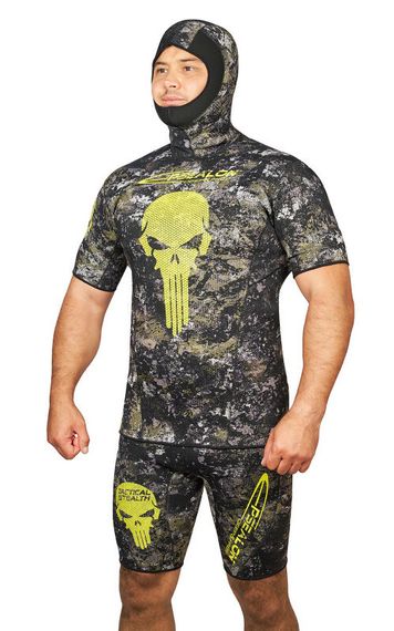 Майка Epsealon Skull Tactical Camo с шлемом и короткими рукавами 2.5 мм