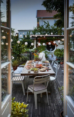 Стол+6 стульев садовый - NORRMANSÖ / NORRMANSÖ IKEA/ НОРРМАНСО ИКЕА, 220х100х74 см, белый/коричневый