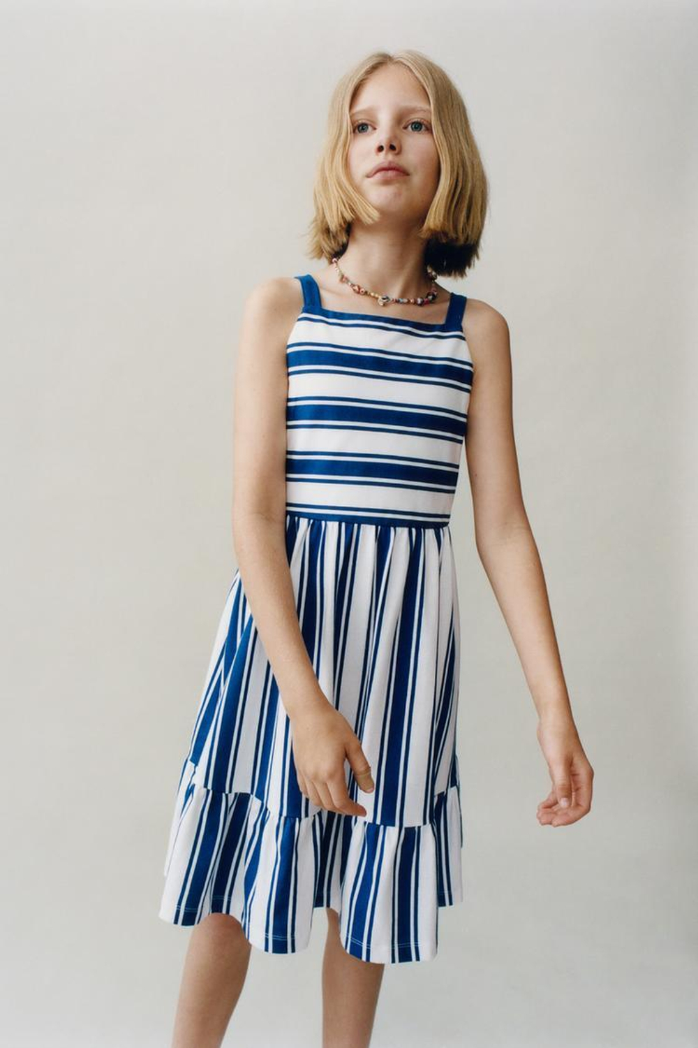 ZARA ПЛАТЬЕ В ПОЛОСКУ, СИНИЙ