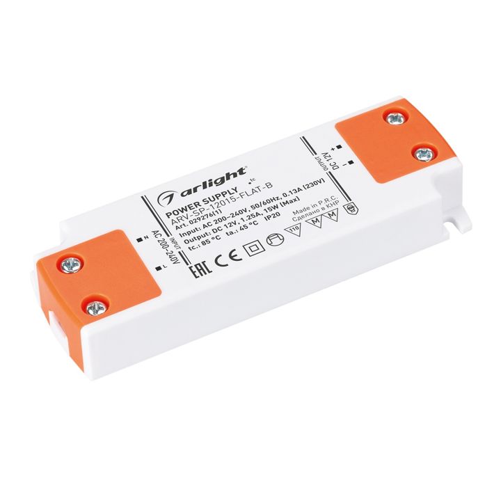 Блок питания ARV-SP-12015-FLAT-B (12V, 1.25A, 15W) Arlight 029276(1)