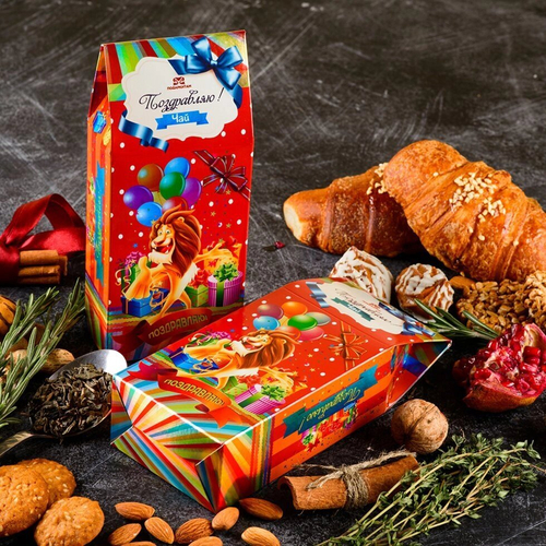 Подарочный чай "Поздравляю!" в блестящей коробке