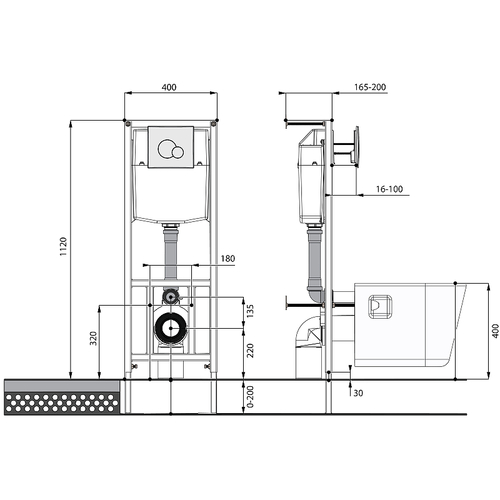 ПЭК унитаз с инсталляцией Santek Бореаль с сиденьем "Микролифт" и черной матовой клавишей смыва (1WH501775)
