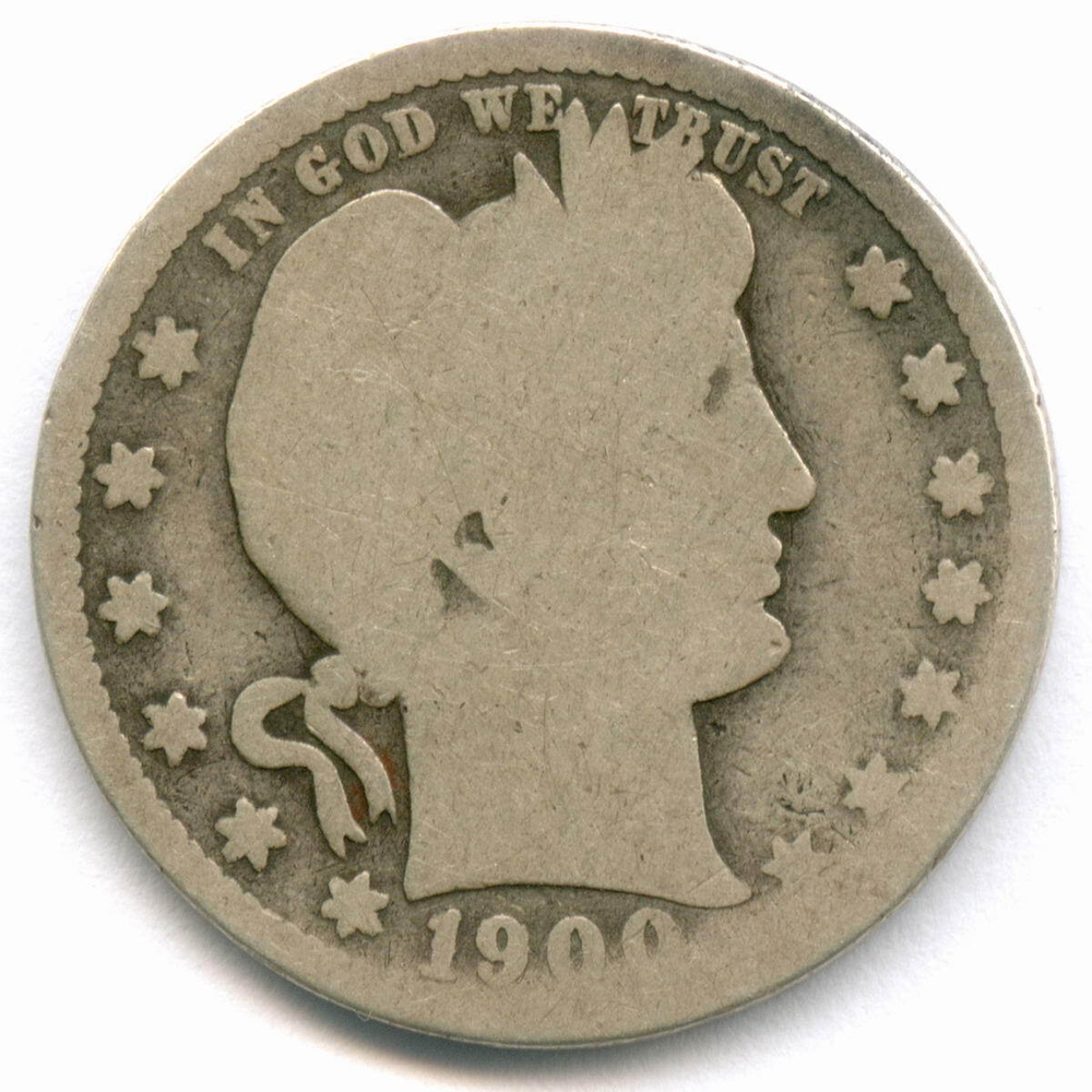 1/4 доллара 1900 (S). США. Четвертак Барбера. Серебро F
