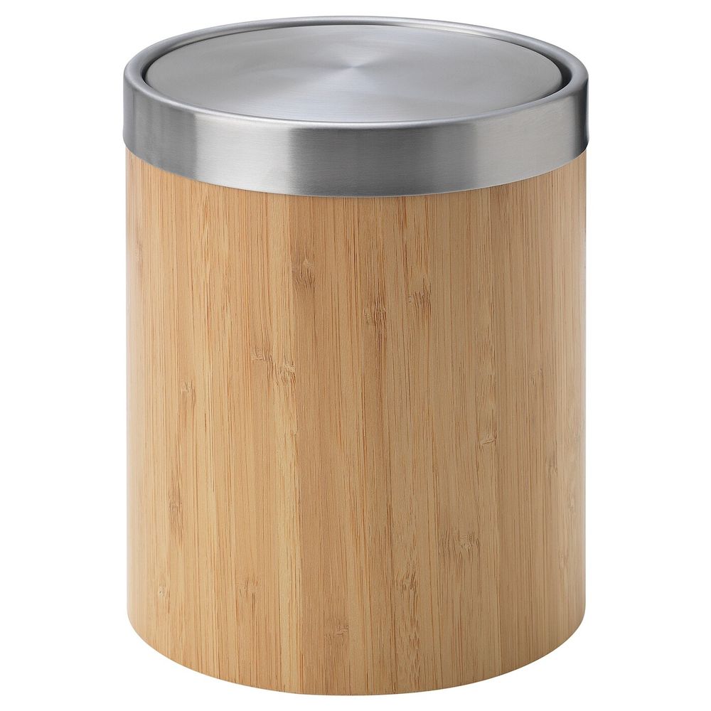 IKEA Корзина для отходов, нержавеющая сталь / бамбуковый шпон TRÄSKET