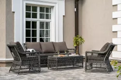 "Гранд Латте" лаунж-зона из искусственного ротанга, цвет графит