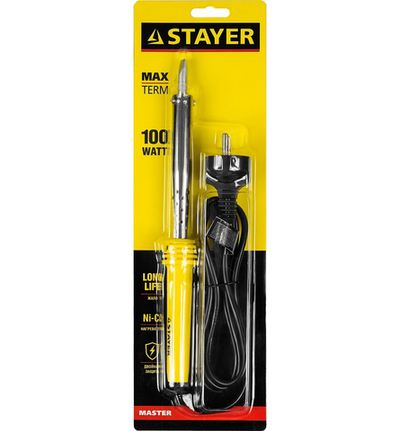 STAYER MAXTerm, 100 Вт, клин, электропаяльник с пластиковой рукояткой (55305-100)