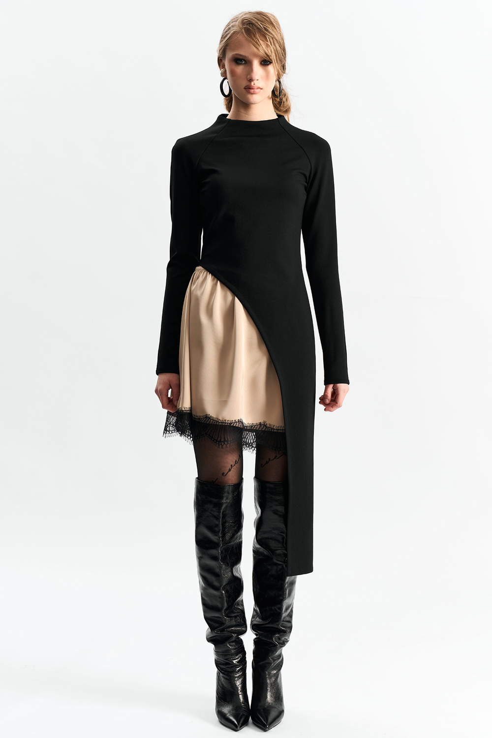 Мини-юбка с кружевом 1264 золото