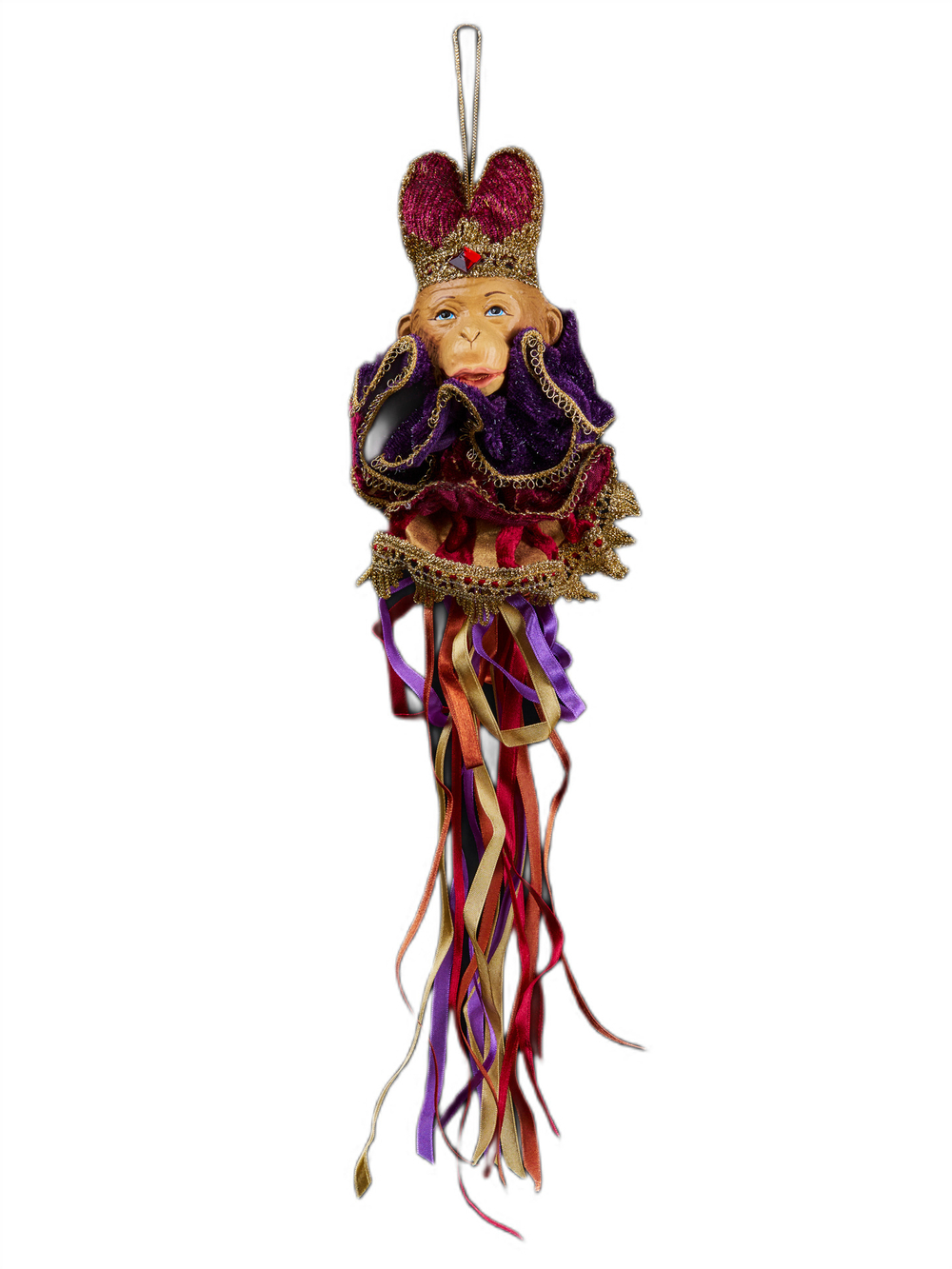 Елочная игрушка Обезьяна 38см ChristmasDeLuxe бордовый