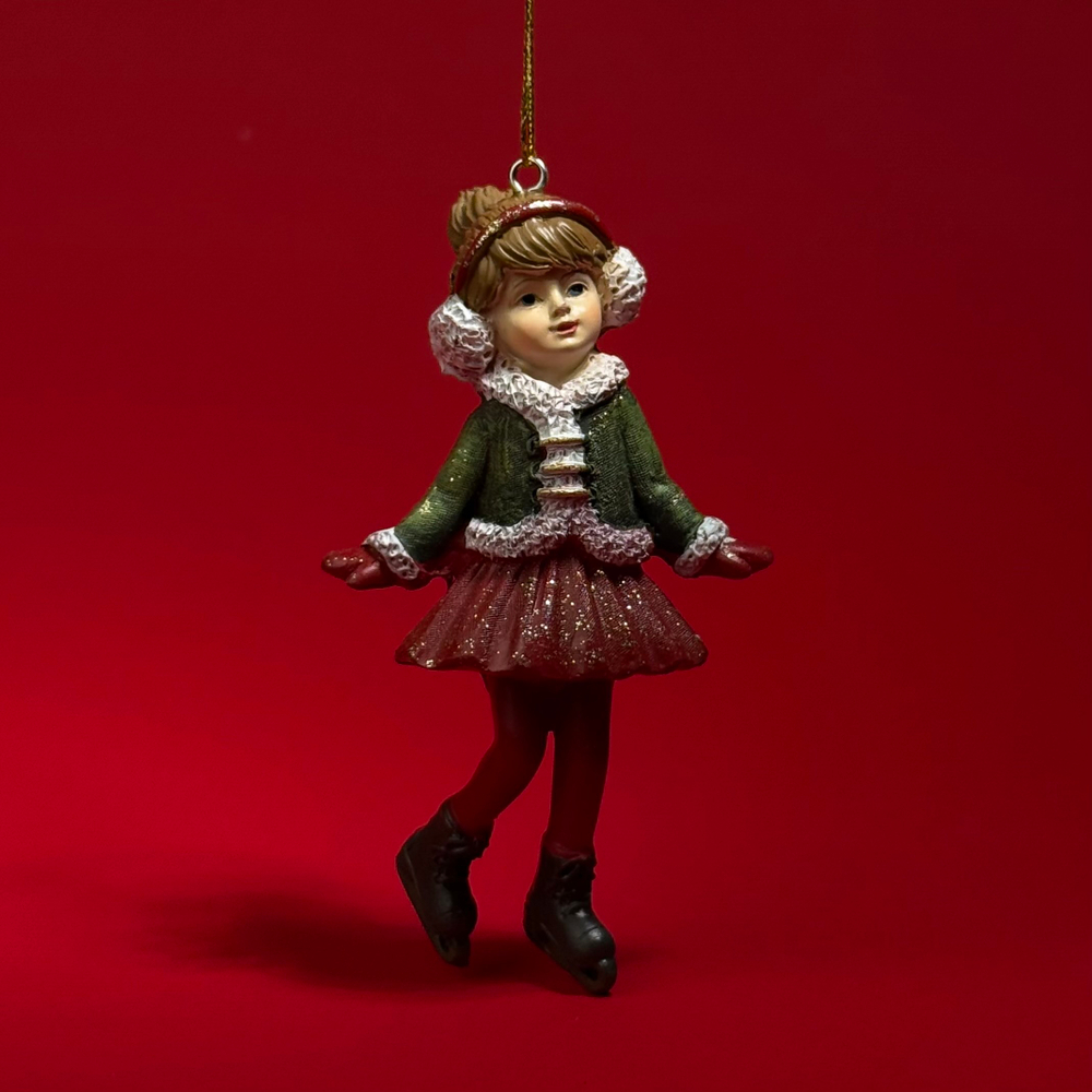 Украшение подвесное Девочка (полирезин), Н12,5х6,5х4,5см, зел./красн.