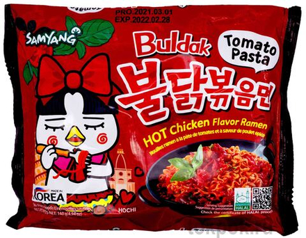 Лапша со вкусом курицы в томатной пасте Samyang, 140 гр