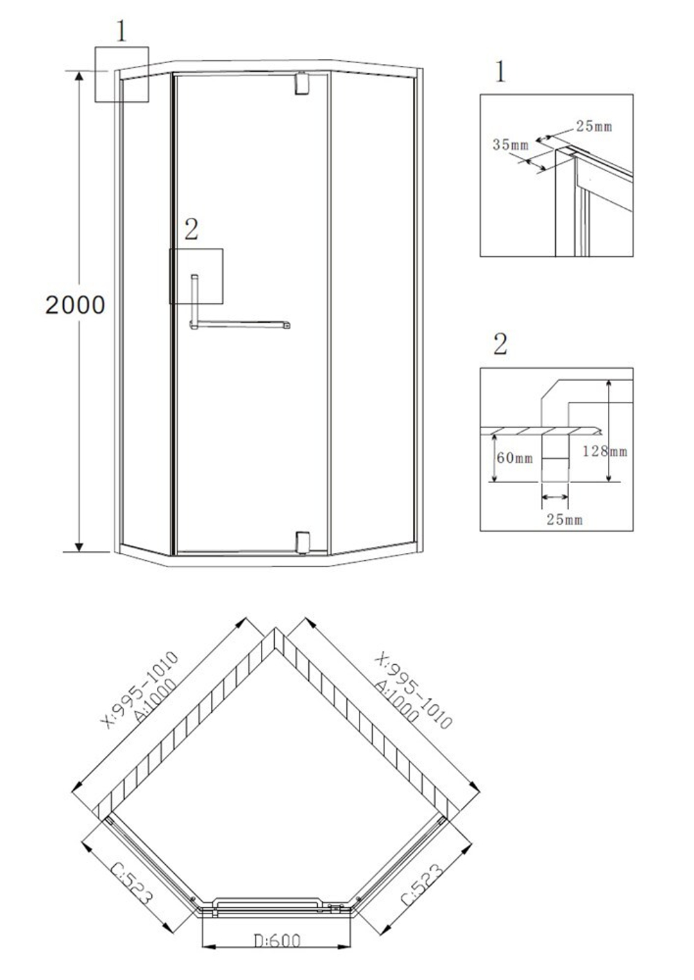 Душевой уголок 100x100 GROSSMAN Pragma PR-100GD