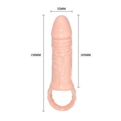 Телесная насадка удлинитель с подхватом мошонки - 15 см.