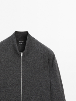 Massimo Dutti Кашемировый кардиган на молнии, серый меланж