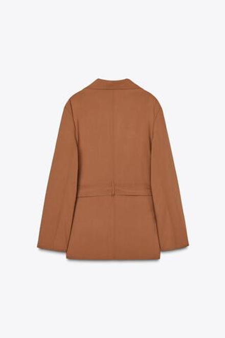ZARA БЛЕЙЗЕР ОВЕРСАЙЗ С ПОЯСОМ, КАРАМЕЛЬНЫЙ