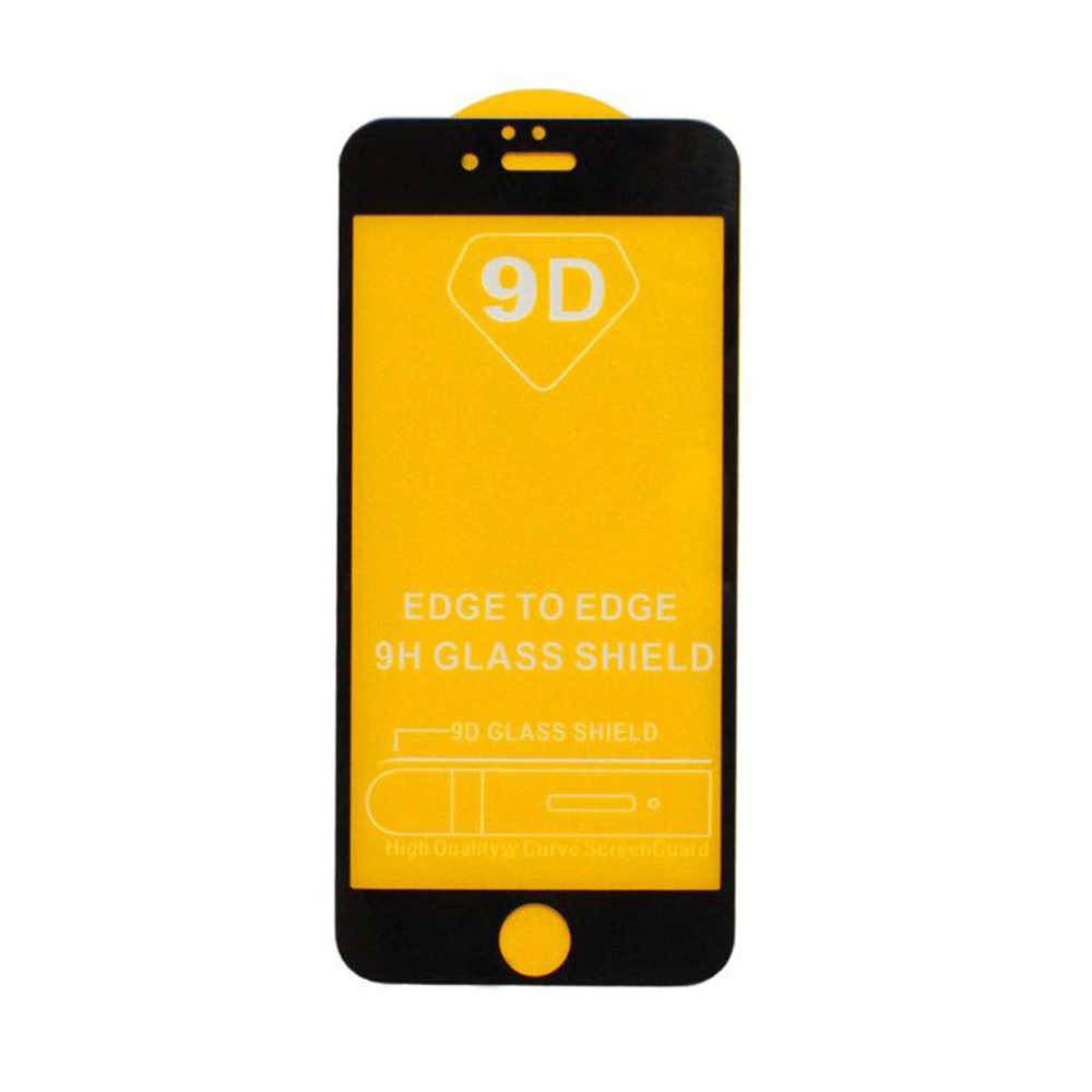 Защитное стекло 9D (ТЕХПАК) для Apple iPhone 7 Plus/8 Plus, 3D, черная рамка, 0.3 мм
