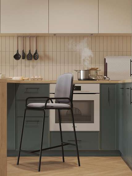 Стул полубарный ror, 2 frame, велюр, черный/серый