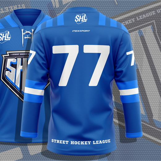 Хоккейный свитер синий команды Street Hockey League United на заказ, домашний