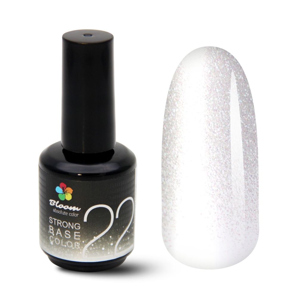 Bloom Strong base Color 22 - База жесткая прозрачная с золотым шиммером, 15 мл