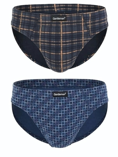 Набор из 2 трусов-слипов - в клетку и с принтом (Размер: XXL) (Цвет: серый с синим)