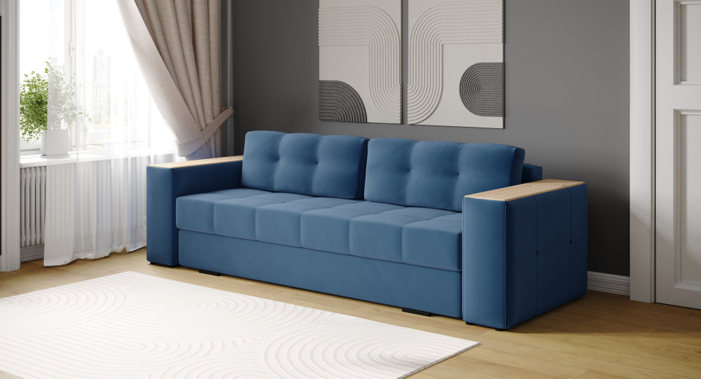 Диван раскладной Нави, атлантида/мдф дуб канадский