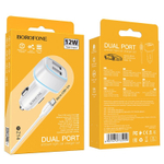 Автомобильный адаптер питания BOROFONE BZ14A 2USB 2.4A + кабель Micro (белый)