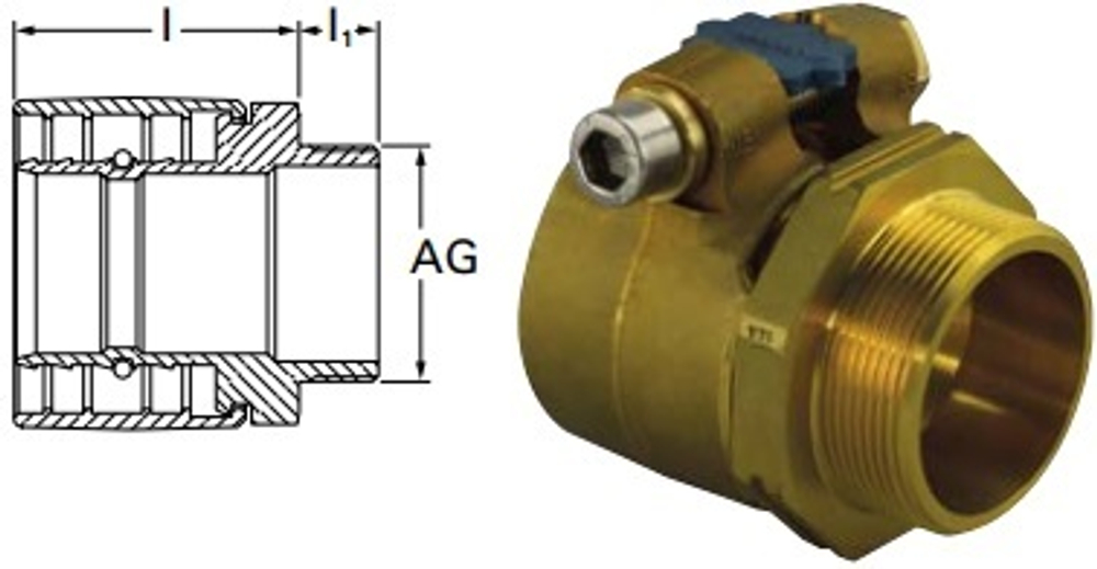 Зажимной наконечник для полимерных труб Usystems PN10 40 x 5,5 - R 1 1/4* (НР)