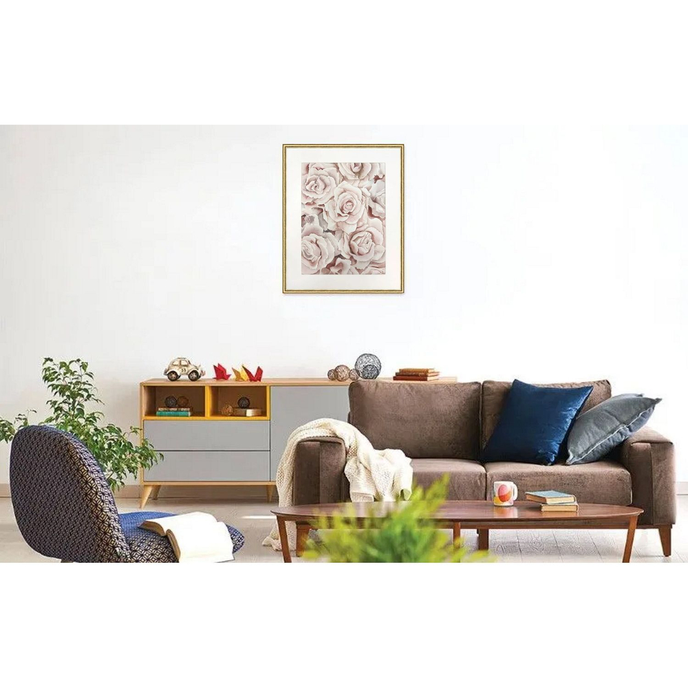 Картина авторская акварельная в паспарту 40х50 см на стену для интерьера "Розы "