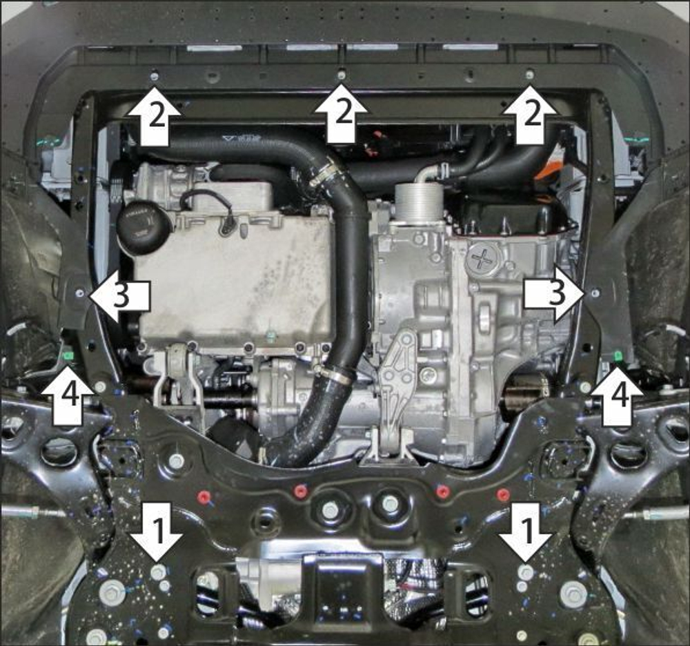 Защита стальная 2 мм Д, КПП Geely Monjaro MOTODOR.74206