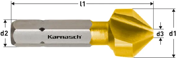 Зенковка Karnasch Ø6,3 мм, 90°, HSS-XE/TiN, DIN 335, арт. 40.3010.010