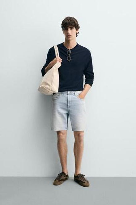 ZARA ДЖИНСОВЫЕ ШОРТЫ REGULAR FIT, ГОЛУБОЙ