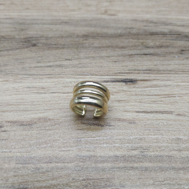 Серьга-кафф Mini 3 кольца в одном металл золотистый