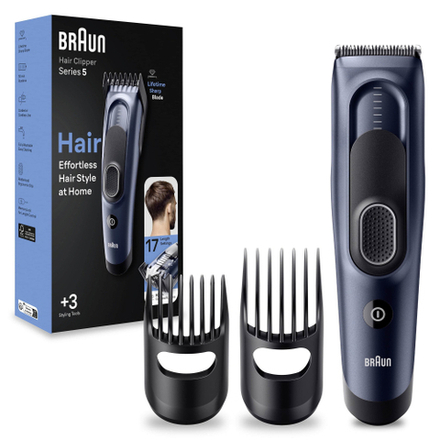 Машинка для стрижки волос Braun HC5350 с 2 гребнями и чехлом темно-синий тип 5427