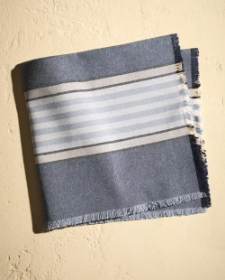 ZARA HOME ХЛОПКОВАЯ САЛФЕТКА В ПОЛОСКУ (НАБОР ИЗ 2 ШТ.), СИНИЙ