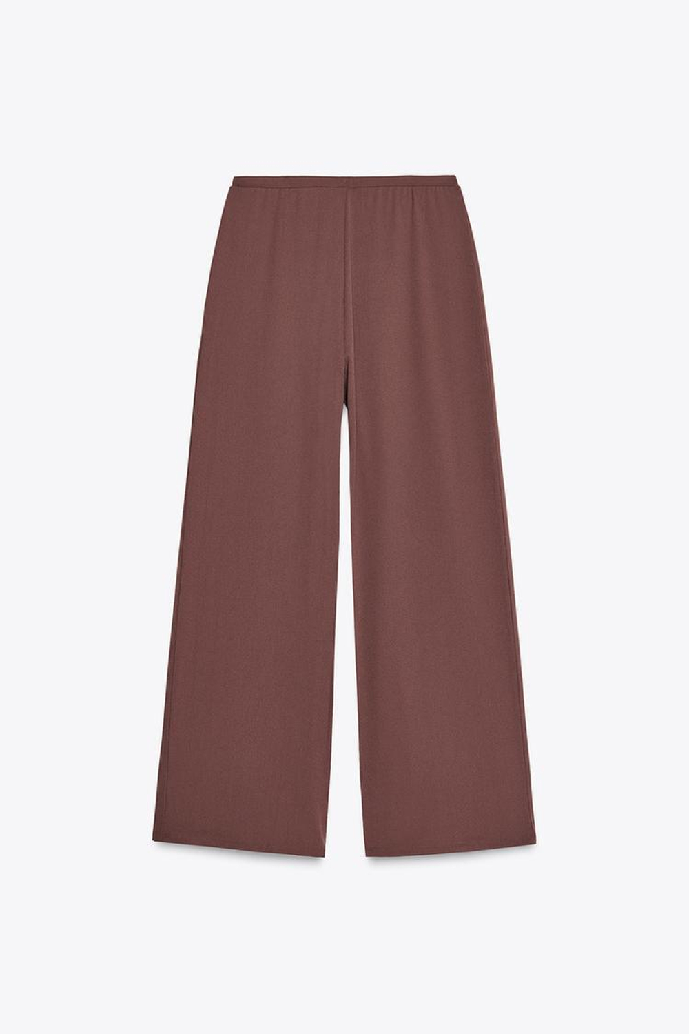 ZARA БРЮКИ STRAIGHT-LEG ИЗ РЕЛЬЕФНОЙ ТКАНИ, КОРИЧНЕВЫЙ