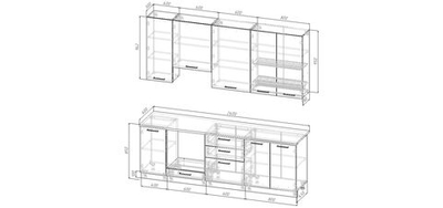 Кухонный гарнитур Латте 2400 (верх 950 мм) (38мм)
