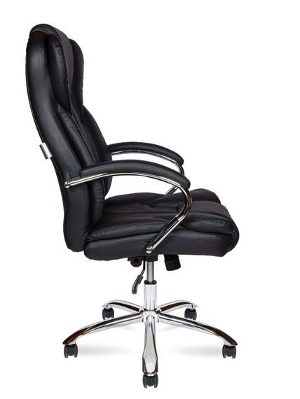 Кресло офисное Норден / Верса / (black) сталь + хром / черная экокожа