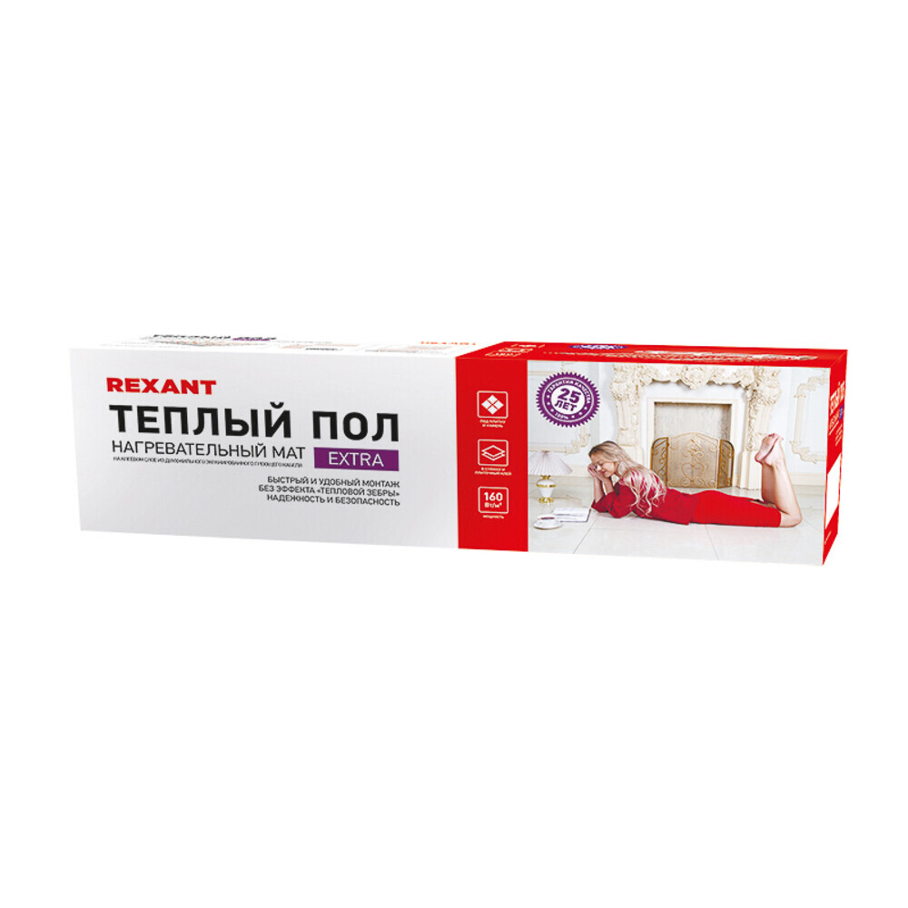 Теплый пол нагревательный мат Rexant Extra 2,5 кв.м 160 (400) Вт