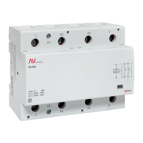 Контактор модульный КМ 80А 2NO+2NC 230В АС (6 мод.) AVERES EKF