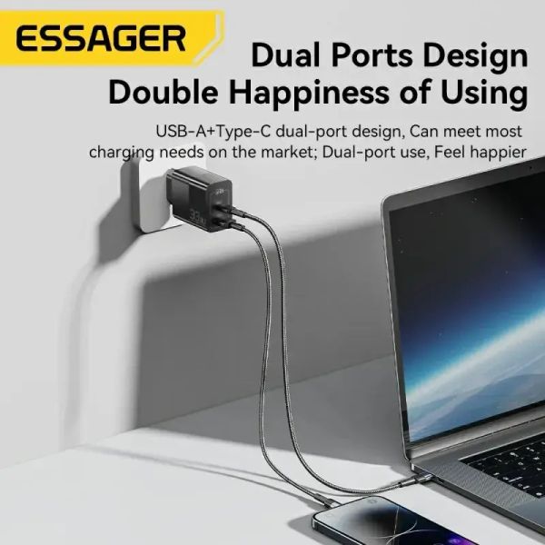 Адаптер питания Essager 33Вт (Type-C + USB-A) Белый
