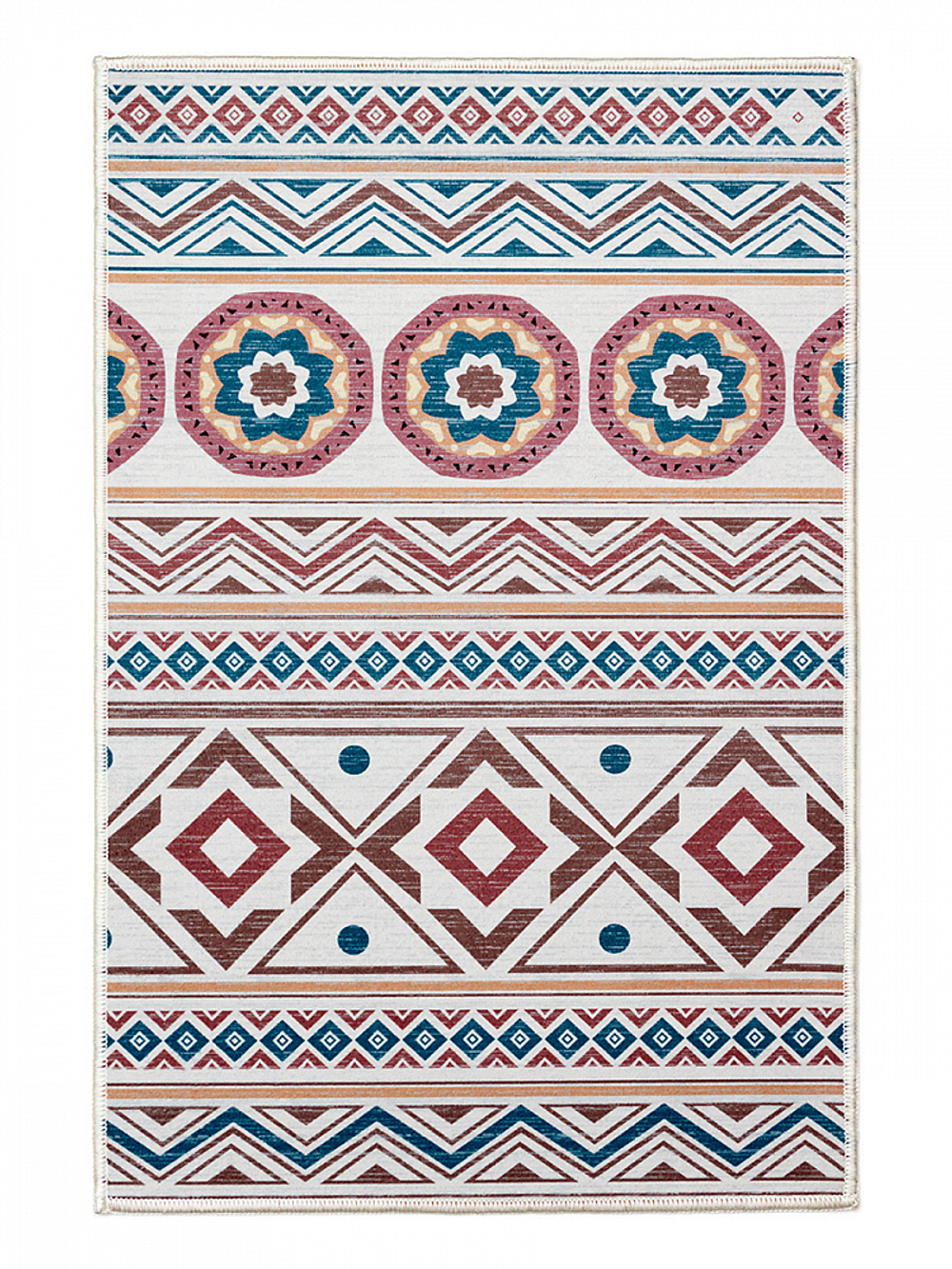 Коврик придверный LUCKY 40x60 ПЭ, бежевый/красный (круги/ромбы)