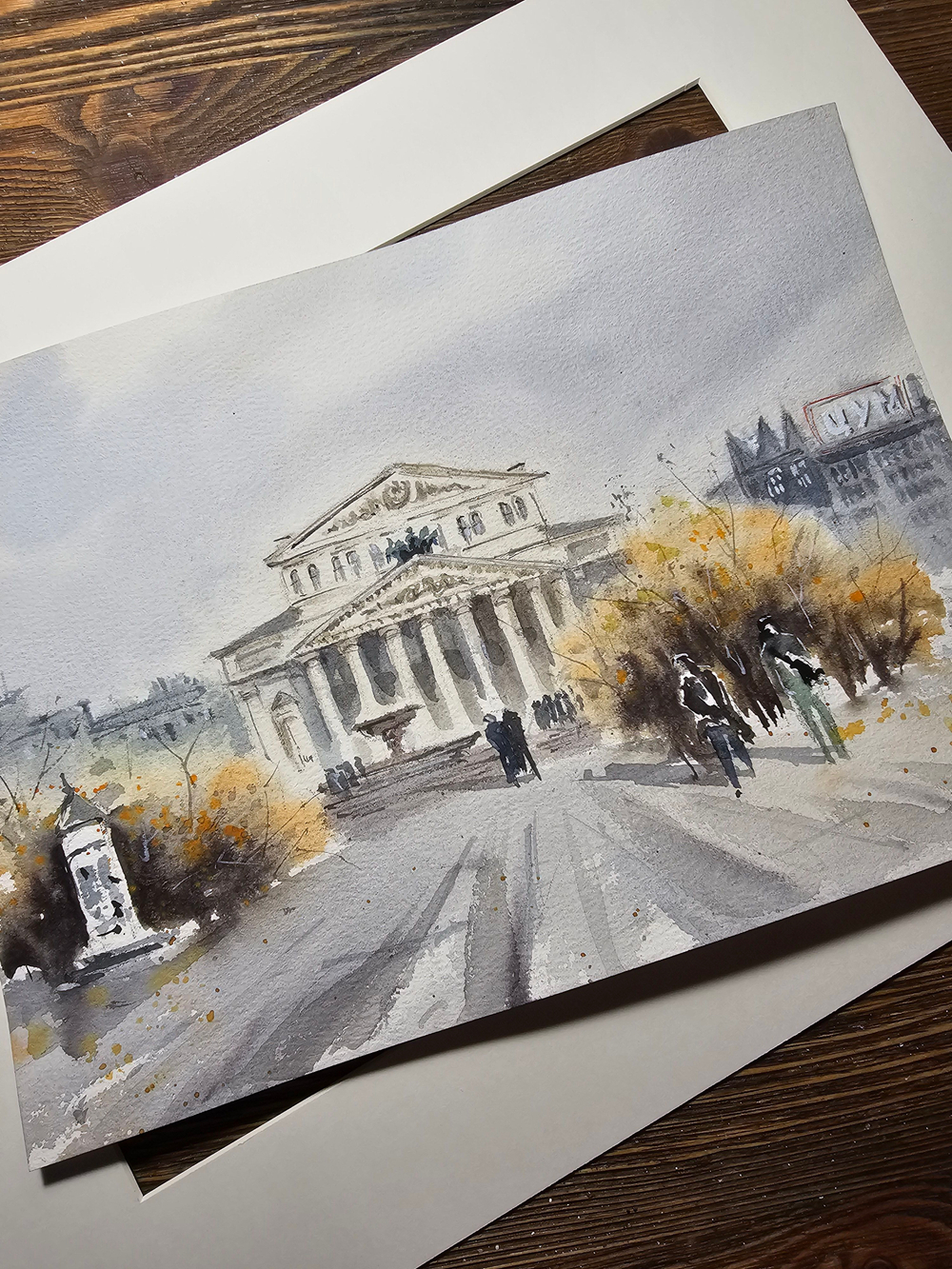 Картина авторская акварельная в паспарту 30х40 см на стену для интерьера "Осенний Большой..."