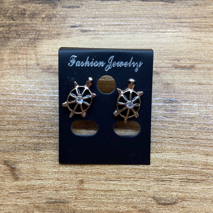 Серьги Small Черепашка стразы эмаль цветная цвет черный металл золотистый