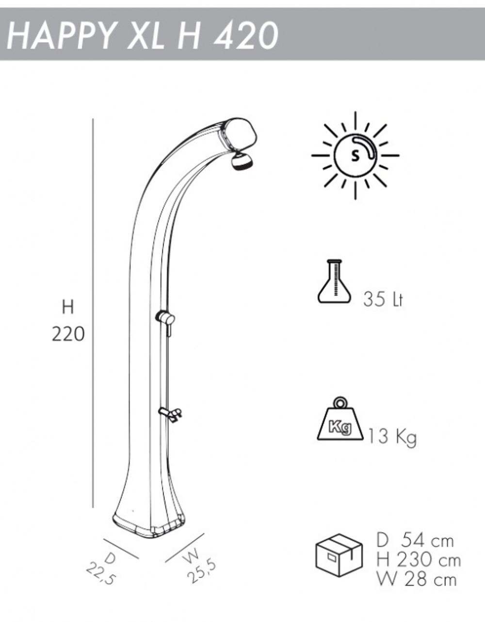 Душ солнечный Arkema Happy XL H 420, фиолетовый