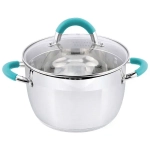 Кастрюля BRAVO, объем 2,1 л, из нерж стали с крышкой из жаропрочного стекла, размер 16*10,