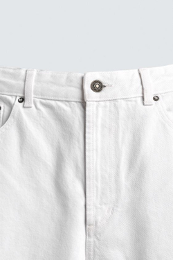 ZARA БРЮКИ BARREL FIT, БЕЛЫЙ