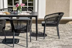 "Малага" обеденная группа на 6 персон со стульями "Марсель", каркас темно-серый, роуп темно-серый