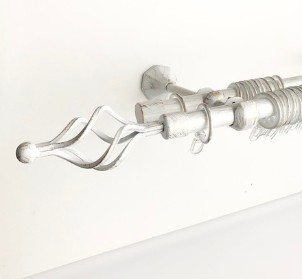 Карниз кованый для штор Прима Ривьера d 20/20 двухрядный, цвет бело-золотой