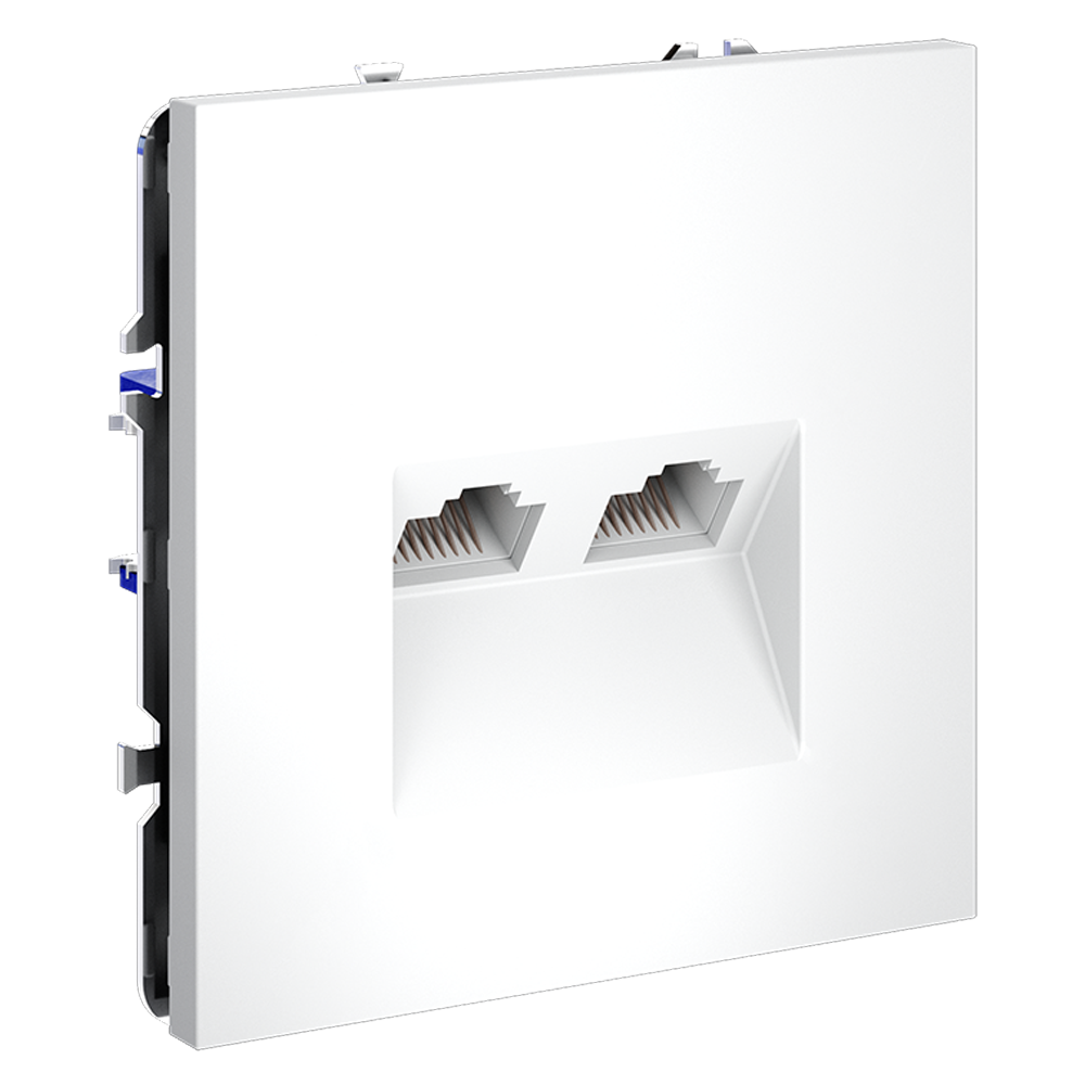 Розетка компьютерная встраиваемая VOLTUM S70 двойная RJ45+RJ45 кат.6, (белый матовый)